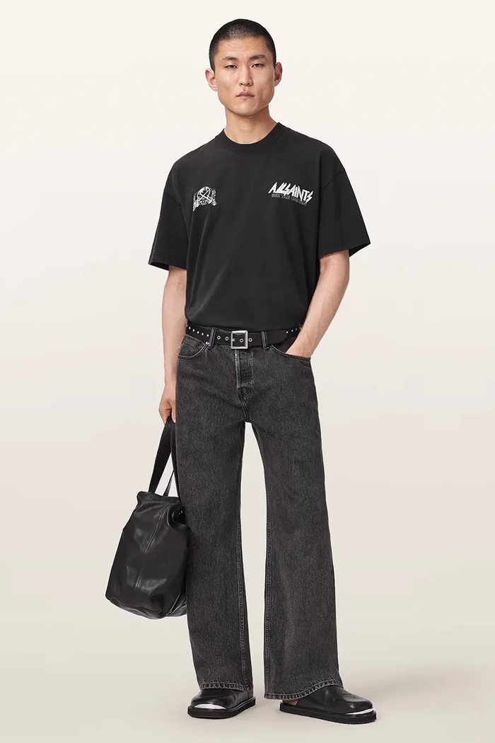 Odzież AllSaints T-shirt męski bawełniany CHROMIUM M001PF czarny