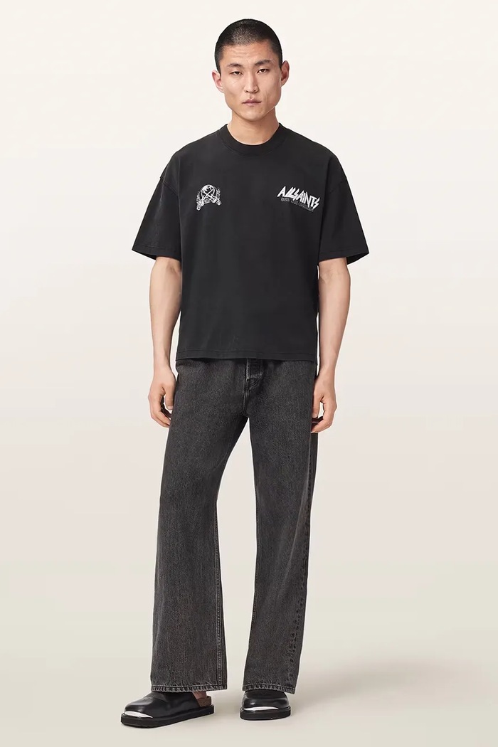 AllSaints T-shirt męski bawełniany CHROMIUM czarny M001PF