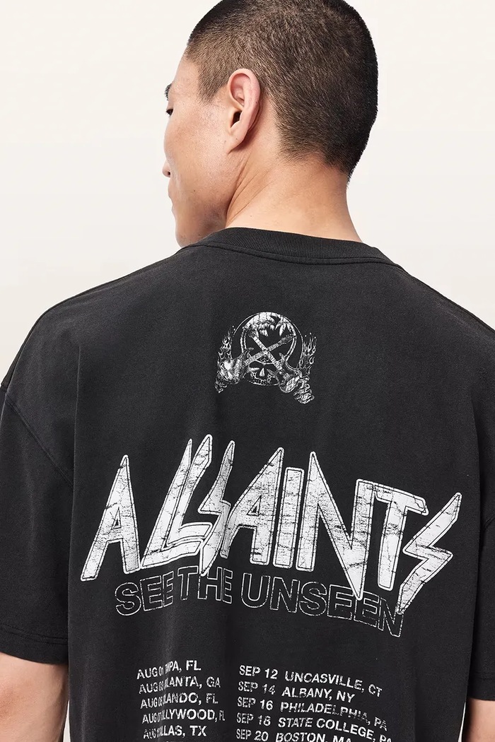AllSaints T-shirt męski bawełniany CHROMIUM M001PF czarny