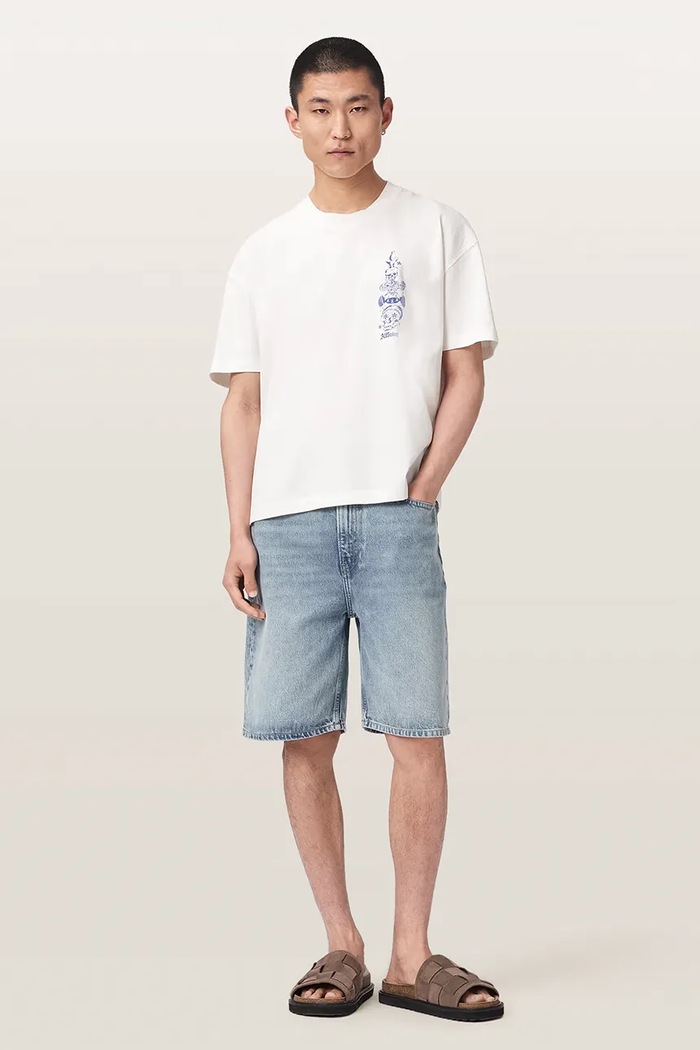 Odzież AllSaints T-shirt męski bawełniany IGNIS M026PF beżowy