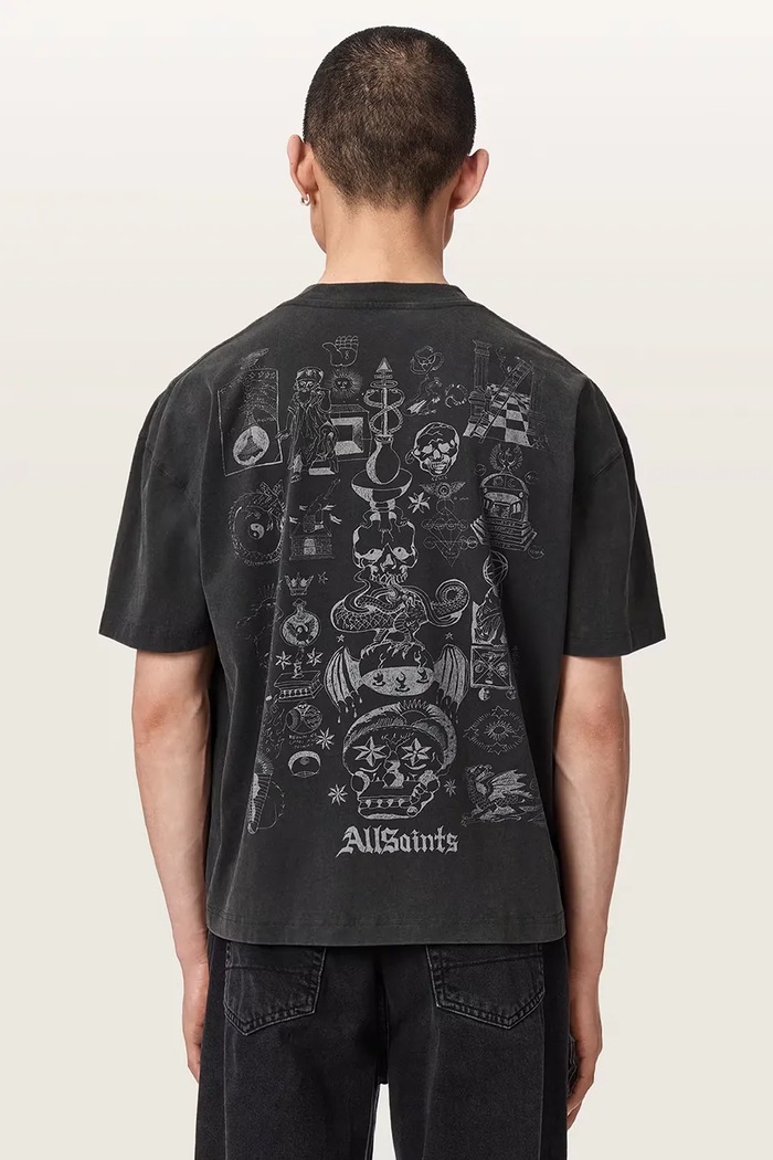 AllSaints T-shirt męski bawełniany IGNIS czarny M026PF