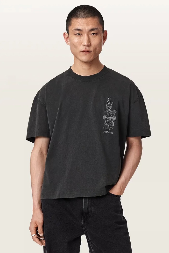 AllSaints T-shirt męski bawełniany IGNIS M026PF czarny AW26