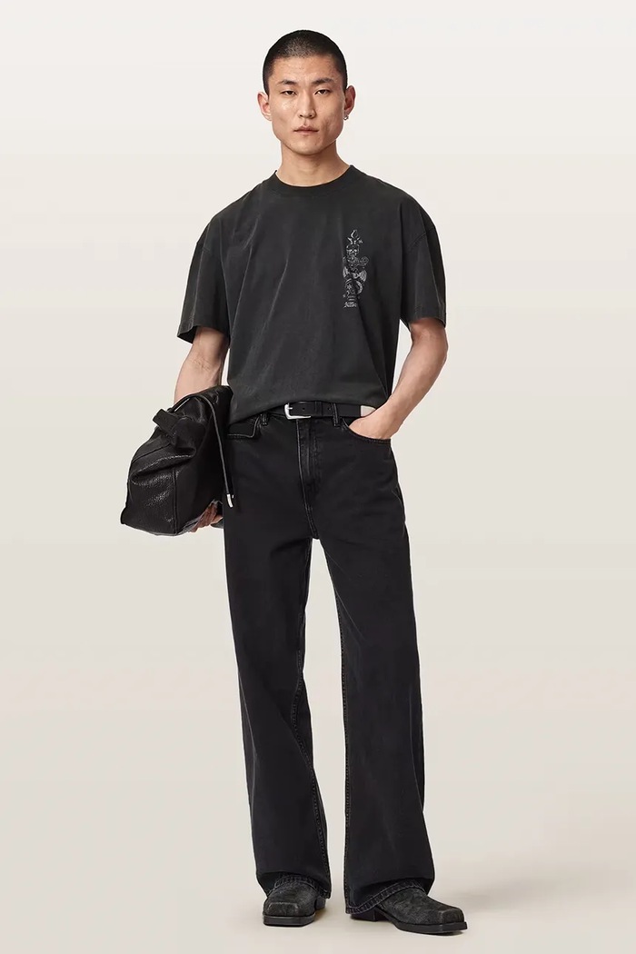 Odzież AllSaints T-shirt męski bawełniany IGNIS M026PF czarny