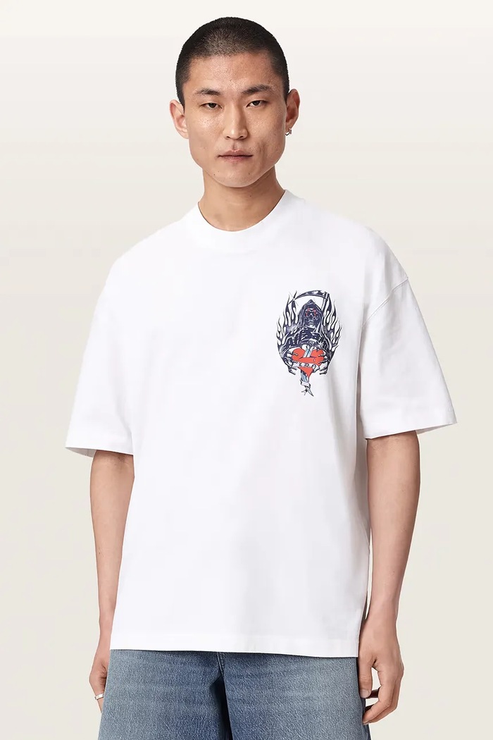 AllSaints T-shirt męski bawełniany SCIMITAR M013PF biały AW26