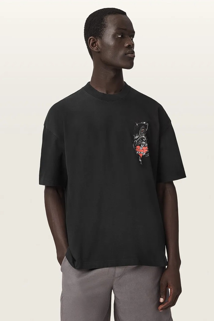 AllSaints T-shirt męski bawełniany SCIMITAR M013PF czarny AW26