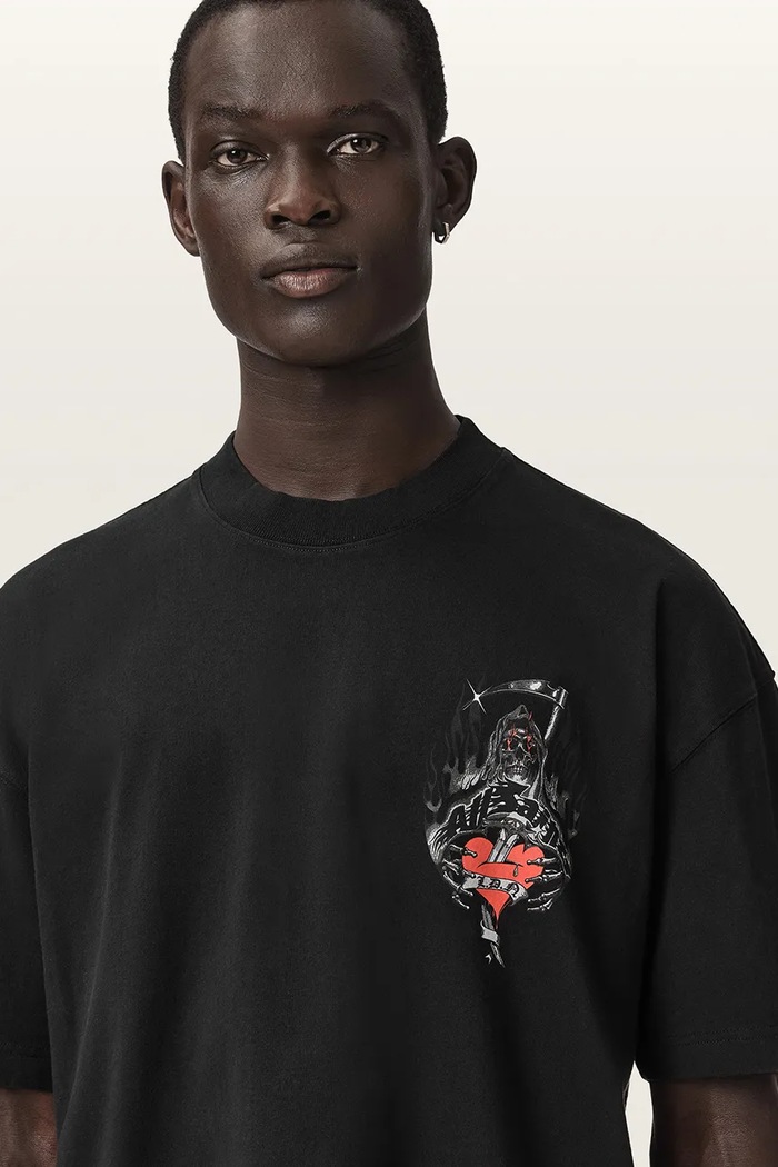 T-shirt męski bawełniany SCIMITAR AllSaints M013PF czarny