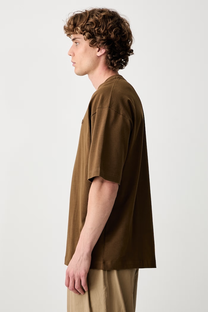 Lacoste T-shirt oversize bawełniany męski brązowy TH9441.DPD