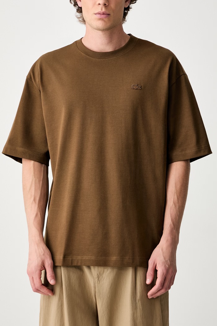 Lacoste T-shirt oversize bawełniany męski TH9441.DPD brązowy