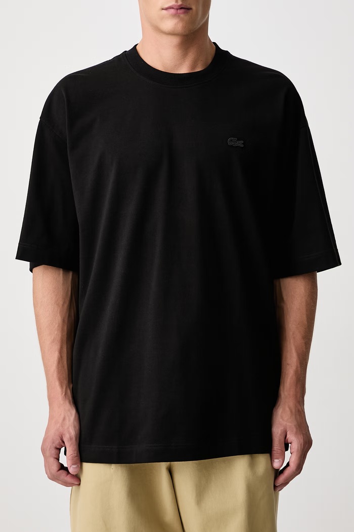 T-shirt bawełniany męski Lacoste czarny TH9441.031