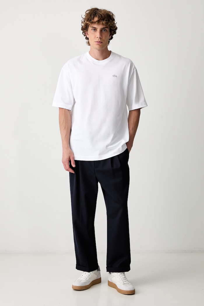 Lacoste T-shirt bawełniany męski TH9441.001 biały AW26
