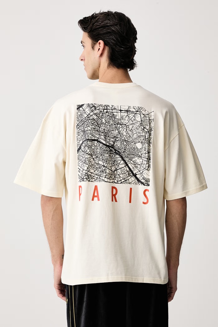 adidas Originals T-shirt męski bawełniany Paris beżowy LL1060