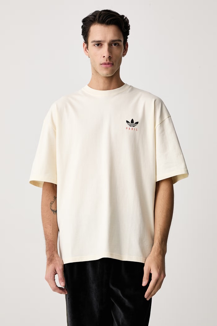 Odzież adidas Originals T-shirt męski bawełniany Paris LL1060 beżowy