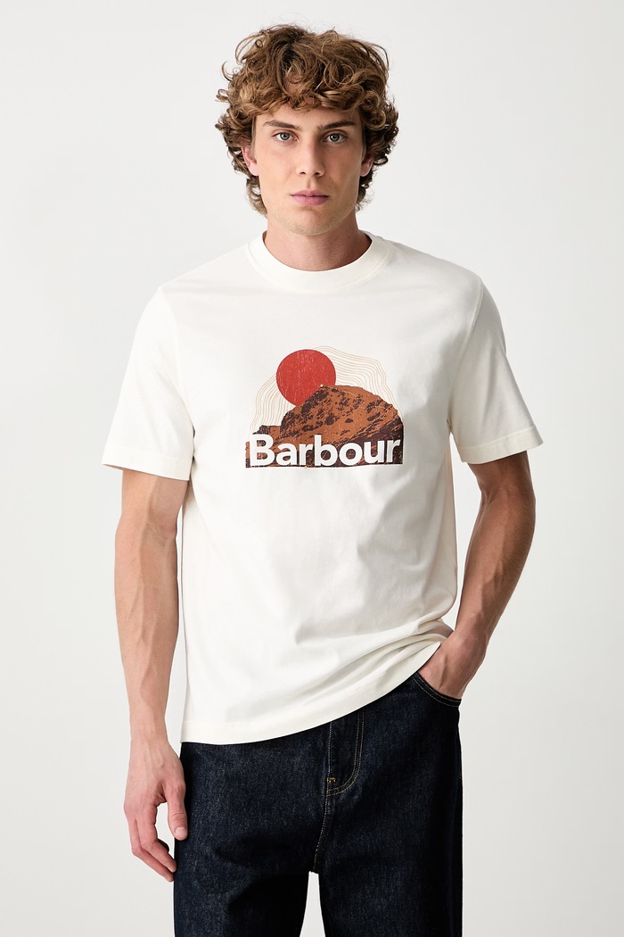 Barbour T-shirt bawełniany damski beżowy MTS1647WH32
