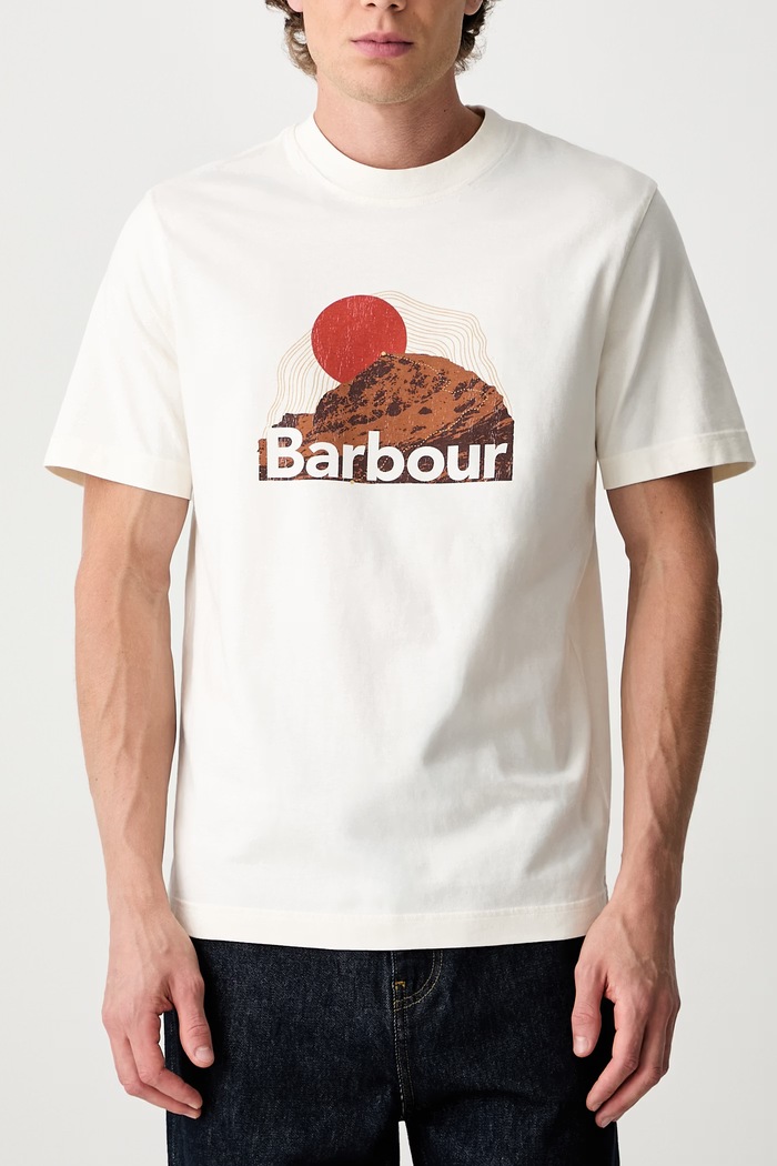Barbour T-shirt bawełniany damski MTS1647WH32 beżowy