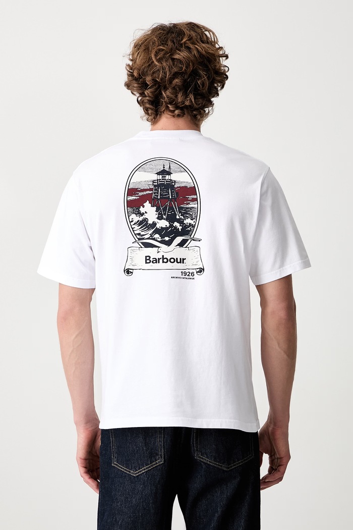 Barbour T-shirt bawełniany męski biały MTS1634WH11
