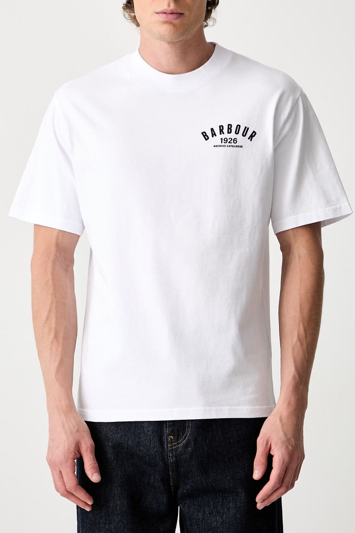 Barbour T-shirt bawełniany męski MTS1634WH11 biały