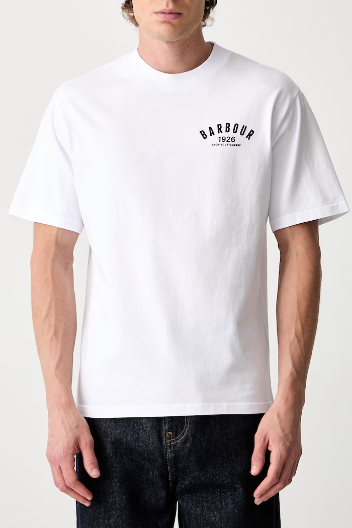 Barbour T-shirt bawełniany męski MTS1634WH11 biały