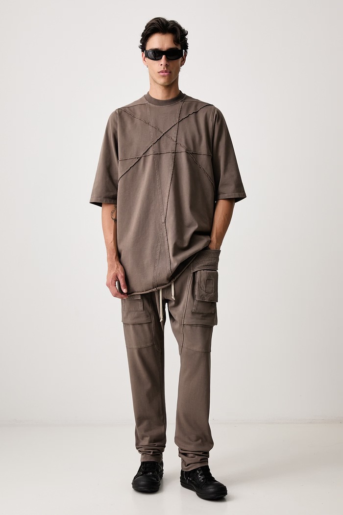 Rick Owens DRKSHDW Jumbo tričko bavlnené pánske DU02F6274.RIGET2 hnedá AW26