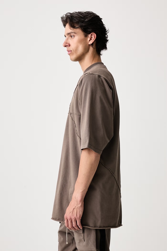 Jumbo tričko bavlnené pánske Rick Owens DRKSHDW DU02F6274.RIGET2 hnedá