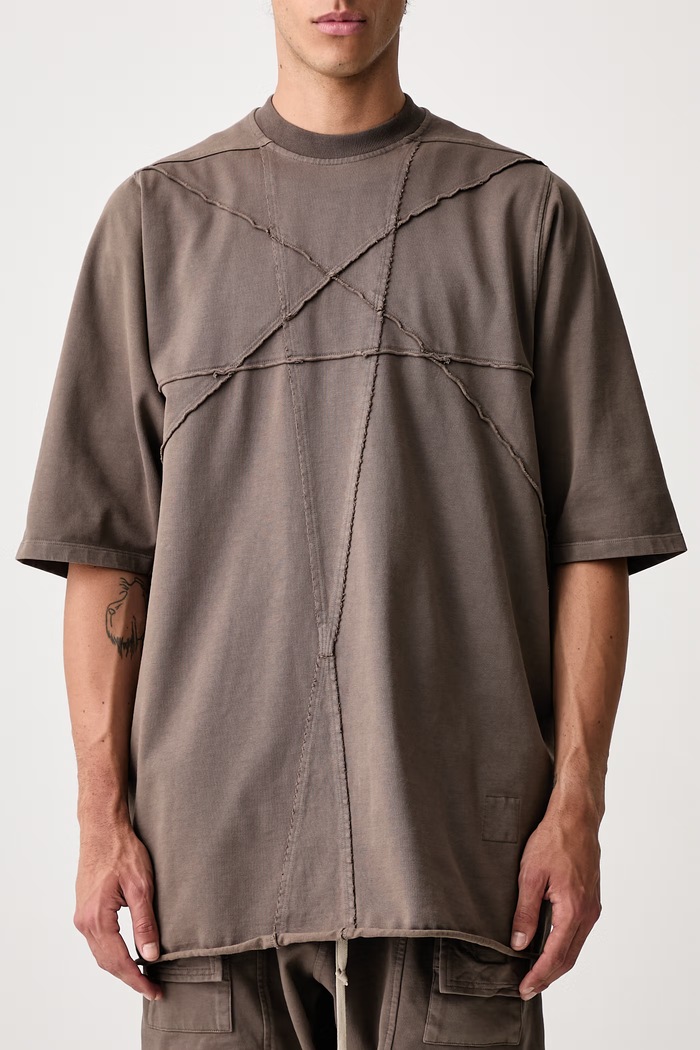 Jumbo tričko bavlnené pánske Rick Owens DRKSHDW hnedá DU02F6274.RIGET2