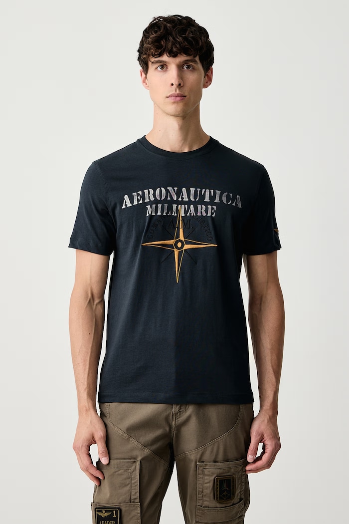 Aeronautica Militare T-shirt męski bawełniany granatowy TS2582UJ00750