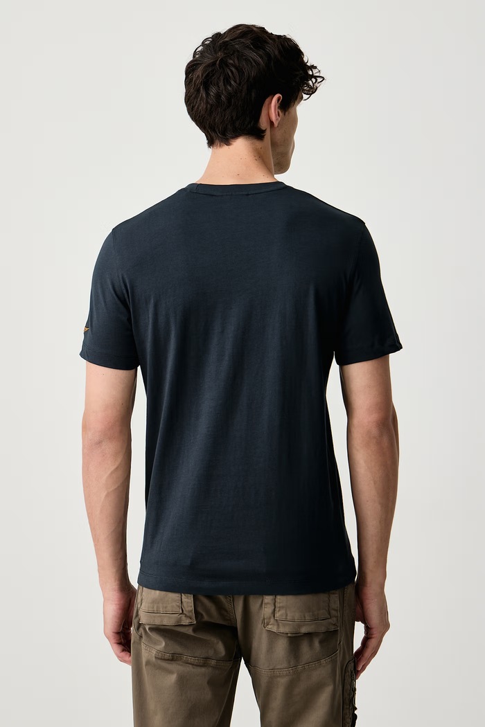 Odzież Aeronautica Militare T-shirt męski bawełniany TS2582UJ00750 granatowy