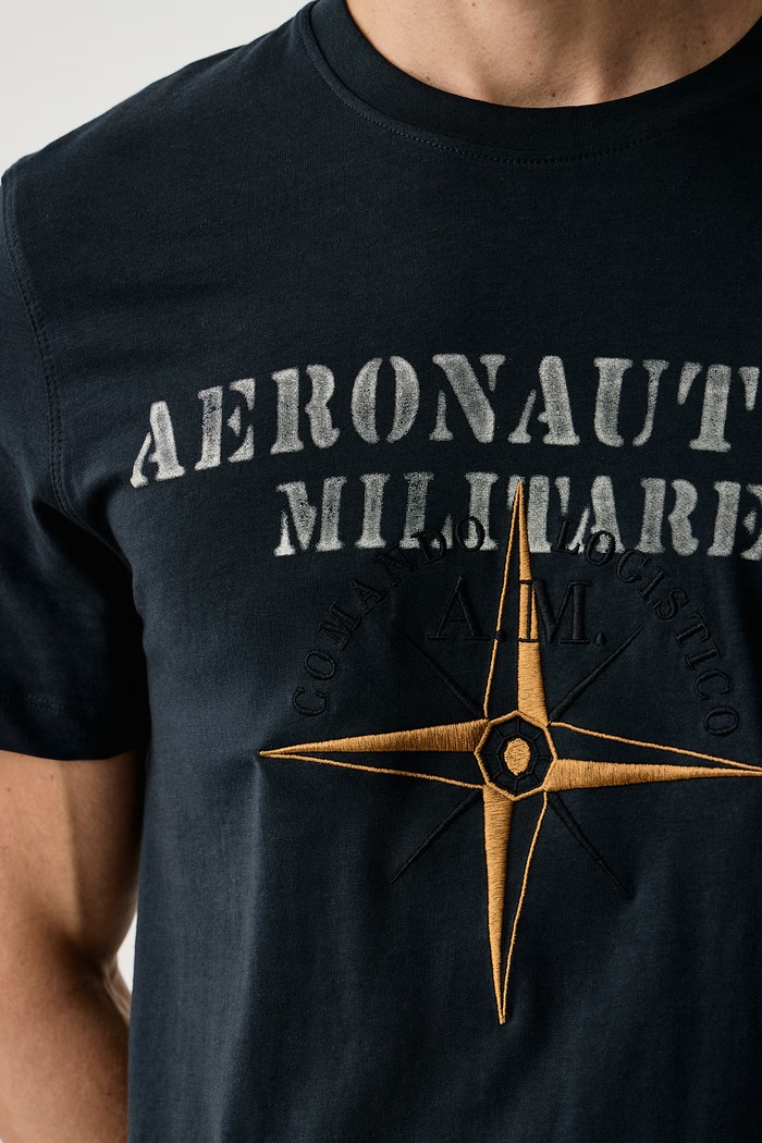 T-shirt męski bawełniany Aeronautica Militare TS2582UJ00750 granatowy