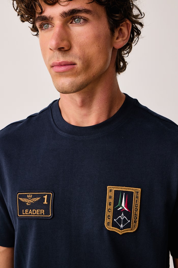 T-shirt męski bawełniany Aeronautica Militare TS2567UJ00703 granatowy