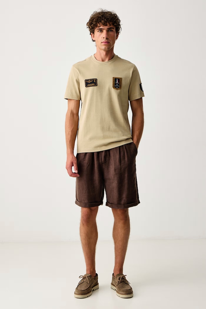 Aeronautica Militare Majica za muškarce od pamuka TS2567UJ00703 bež AW26