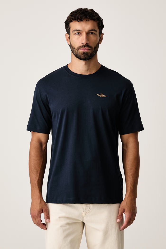 Aeronautica Militare T-shirt męski bawełniany granatowy TS2522UJ00372