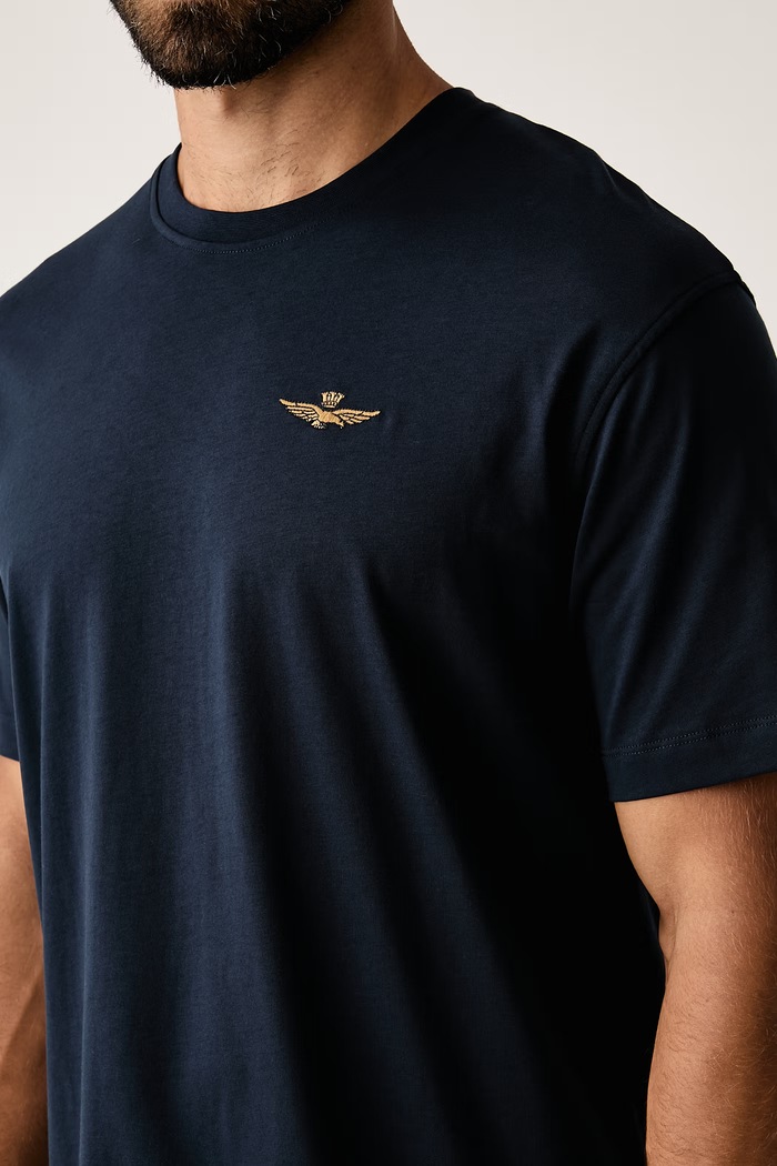 T-shirt męski bawełniany Aeronautica Militare TS2522UJ00372 granatowy