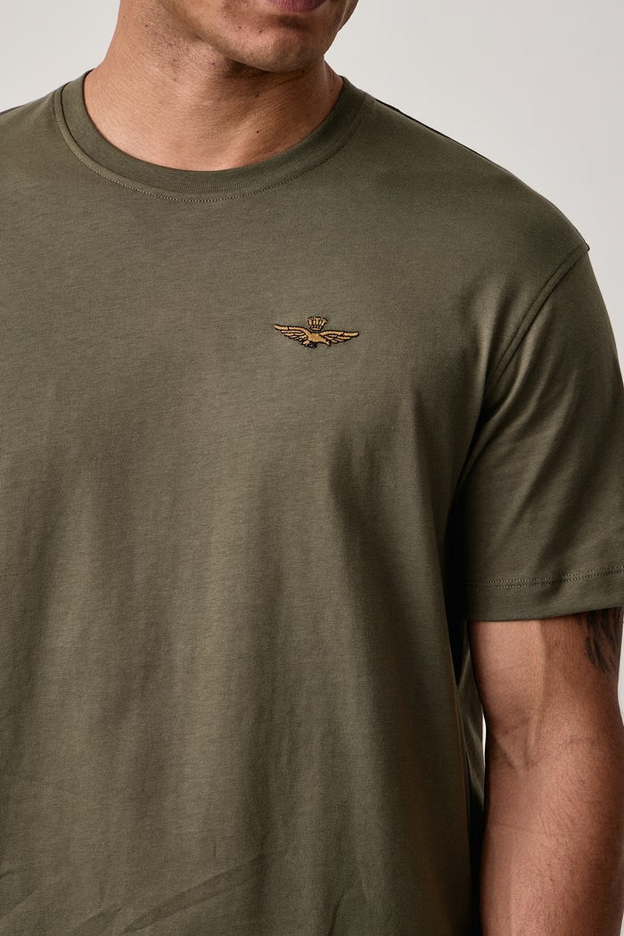 T-shirt męski bawełniany Aeronautica Militare TS2522UJ00372 zielony