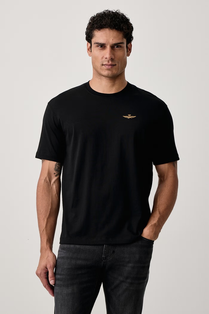 Aeronautica Militare T-shirt męski bawełniany czarny TS2522UJ00372