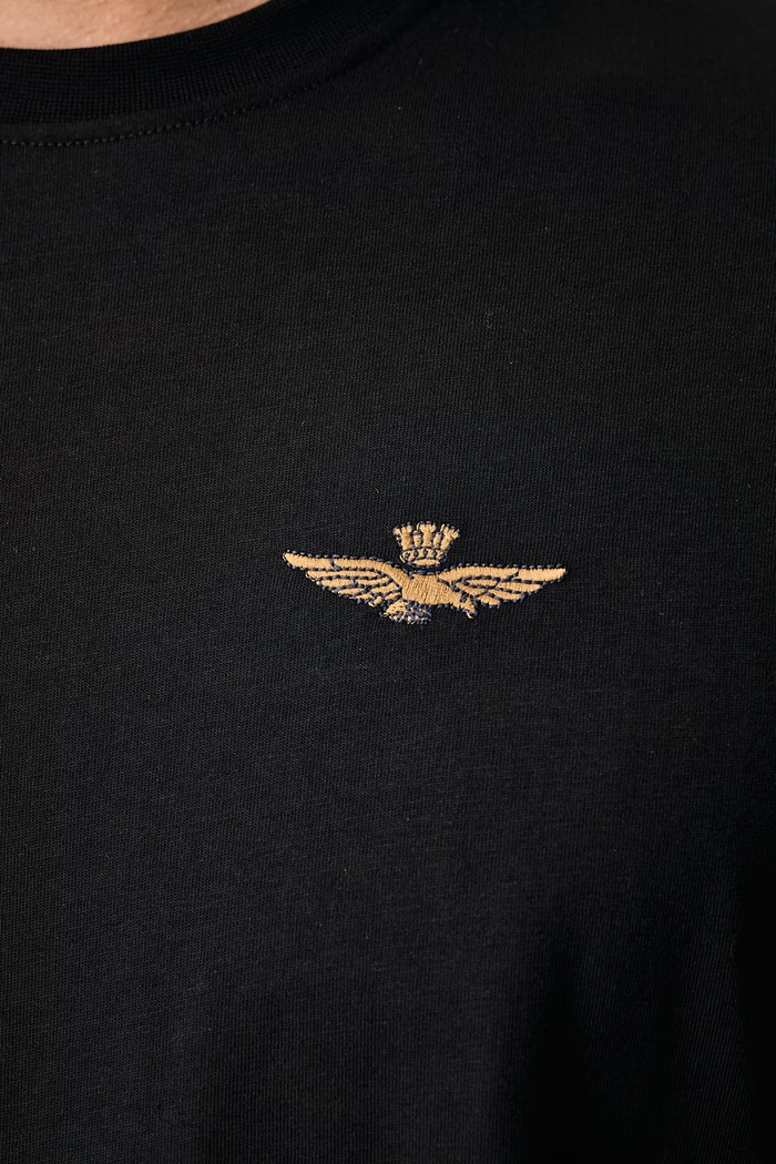 T-shirt męski bawełniany Aeronautica Militare czarny TS2522UJ00372