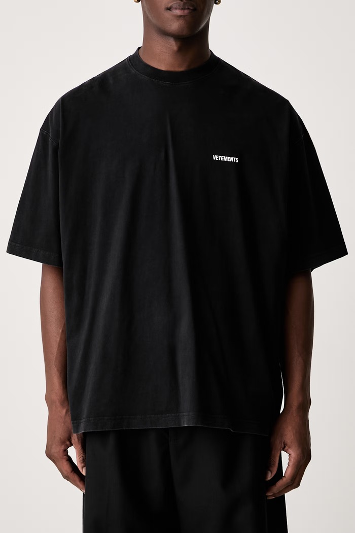 Vetements Classic Logo T-shirt bawełniany męski MH27TR144B czarny