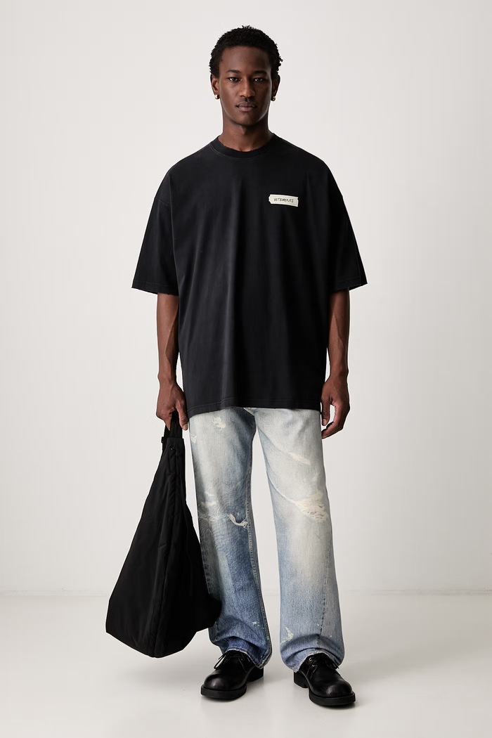 Vetements Scribbled Logo T-shirt bawełniany męski MH27TR146B czarny AW26