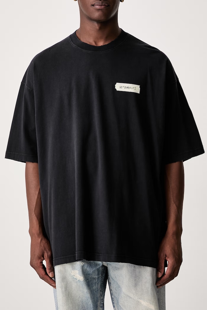 Vetements Scribbled Logo T-shirt bawełniany męski MH27TR146B czarny