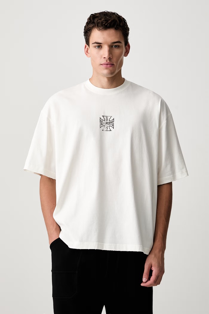 Vetements Biker Cross Logo t-shirt βαμβακερό ανδρικό μπεζ MH27TR196W