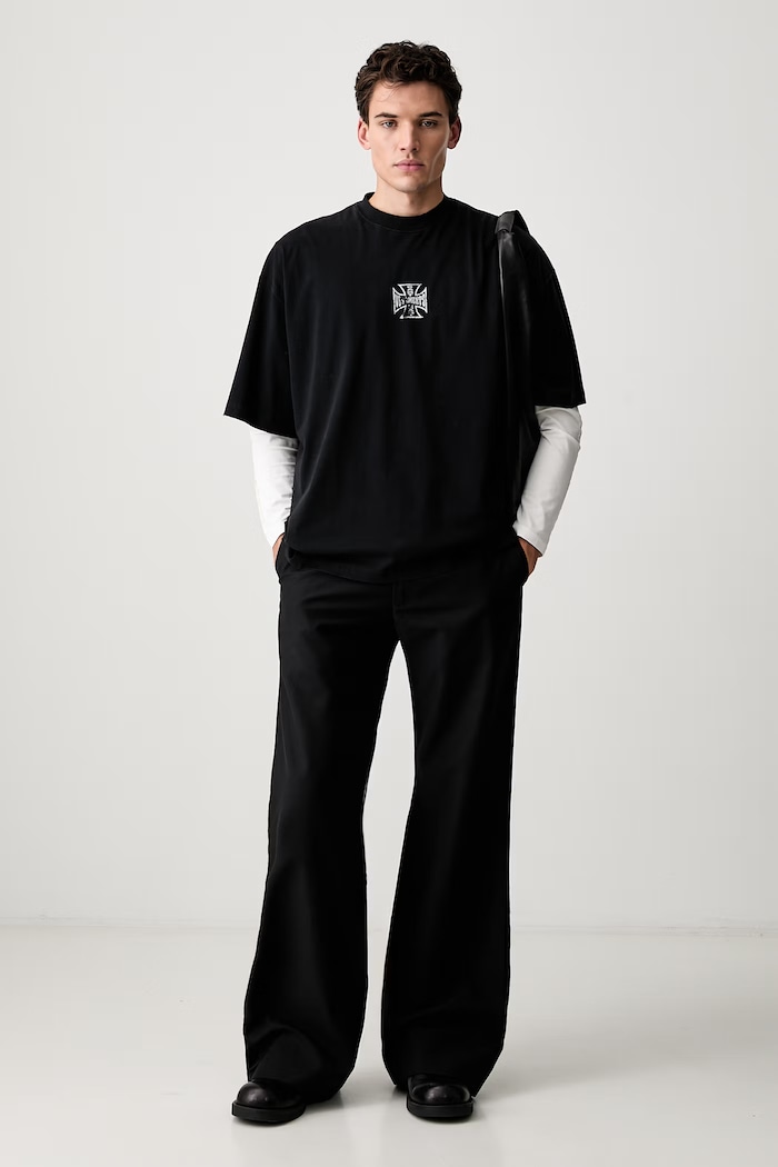 Vetements Biker Cross Logo T-shirt męski bawełniany MH27TR197B czarny AW26