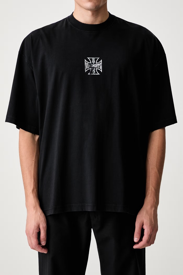 Vetements Biker Cross Logo T-shirt męski bawełniany MH27TR197B czarny