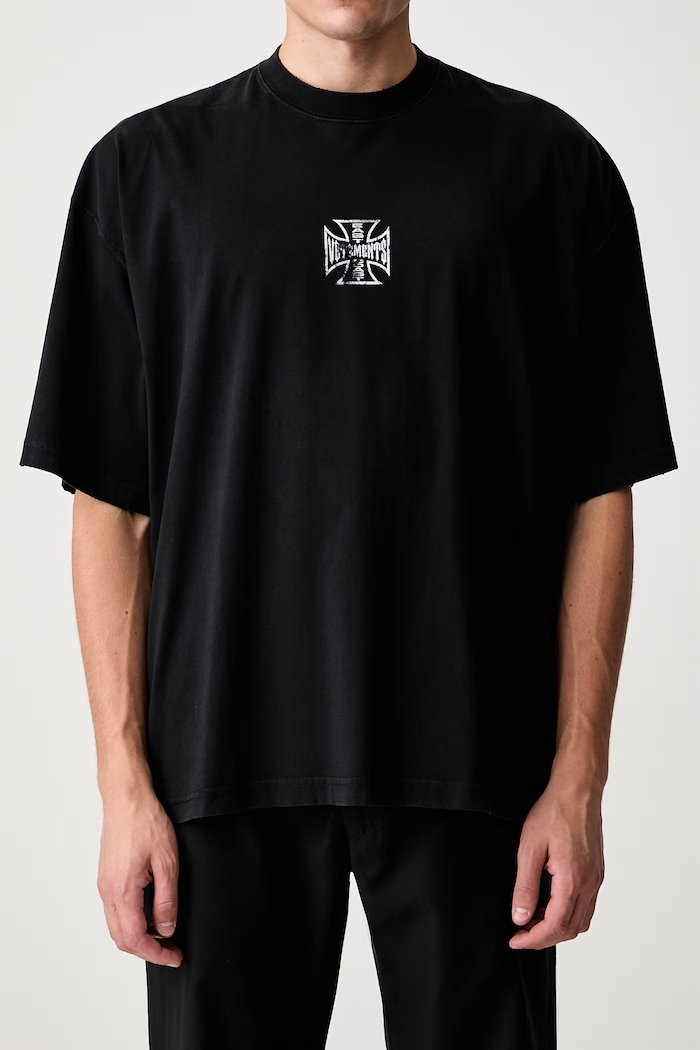 Vetements Biker Cross Logo T-shirt męski bawełniany MH27TR197B czarny