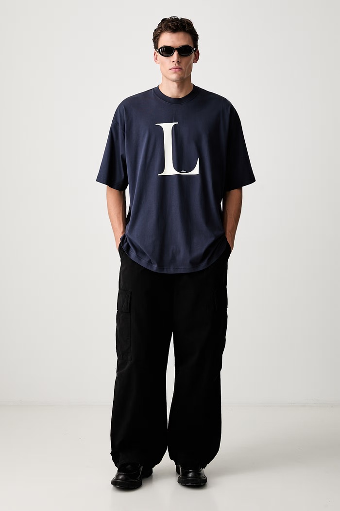 Vetements L-esbian T-shirt męski bawełniany MH27TR182N granatowy AW26