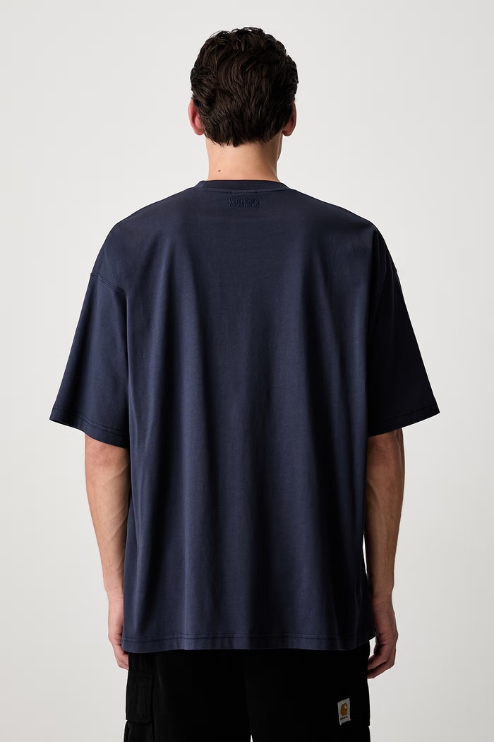 Odzież Vetements L-esbian T-shirt męski bawełniany MH27TR182N granatowy