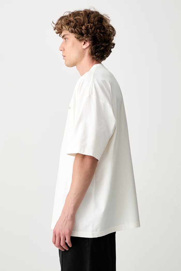 Vetements Scribbled Logo T-shirt bawełniany męski beżowy MH27TR148W