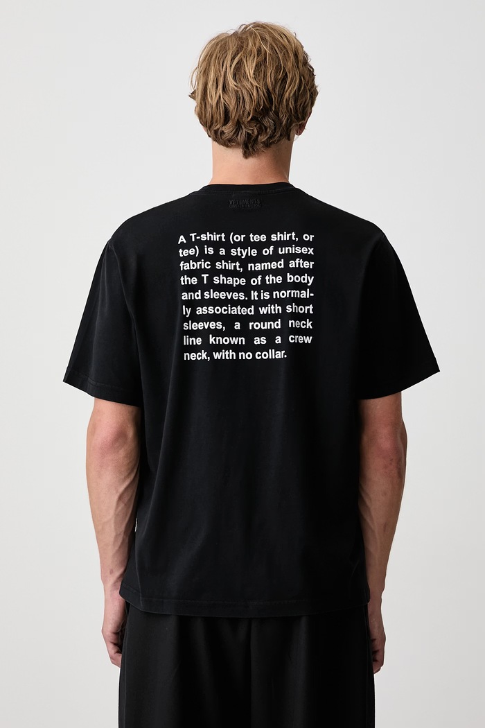 Vetements Definition Regular T-shirt męski bawełniany czarny MH27TR221B