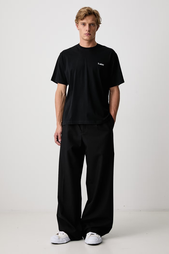 Vetements Definition Regular T-shirt męski bawełniany MH27TR221B czarny AW26