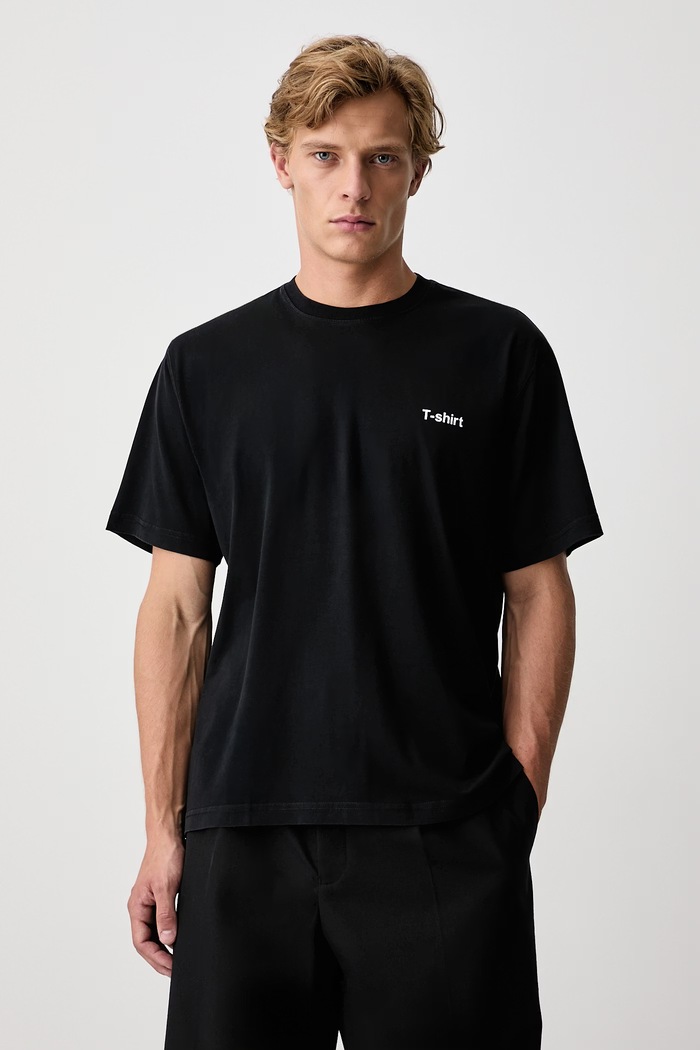 Odzież Vetements Definition Regular T-shirt męski bawełniany MH27TR221B czarny