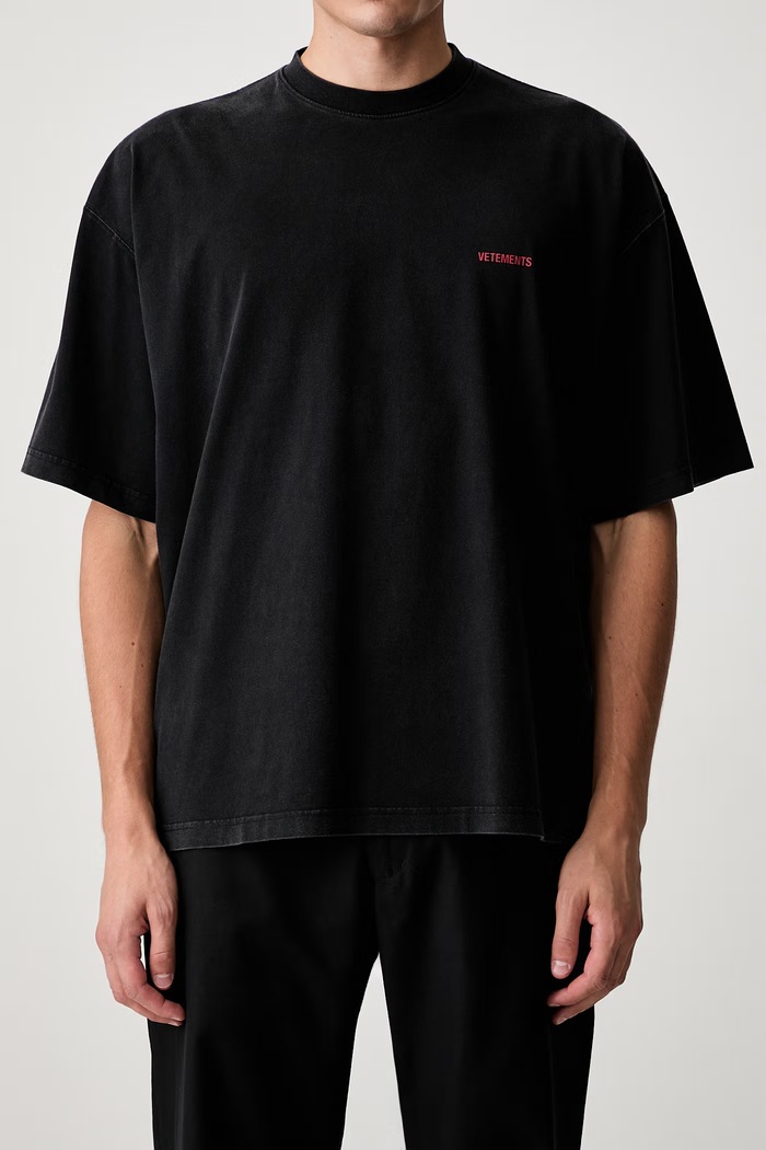 Vetements Classic Logo T-shirt bawełniany męski MH27TR142B czarny
