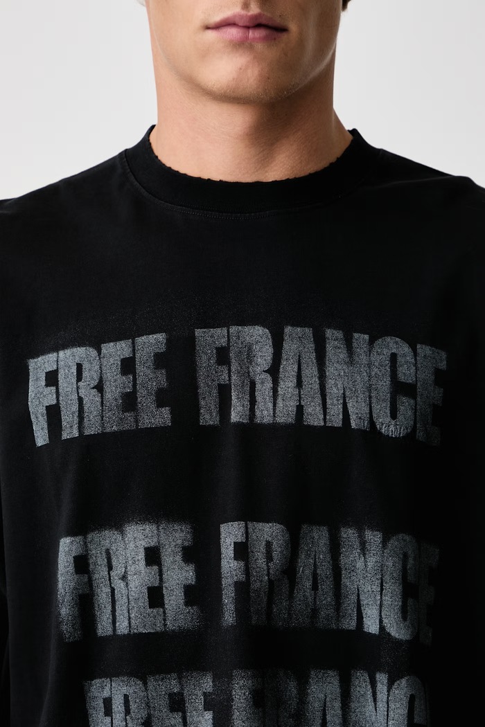 Vetements Free France T-shirt oversize bawełniany męski MH27TR237B