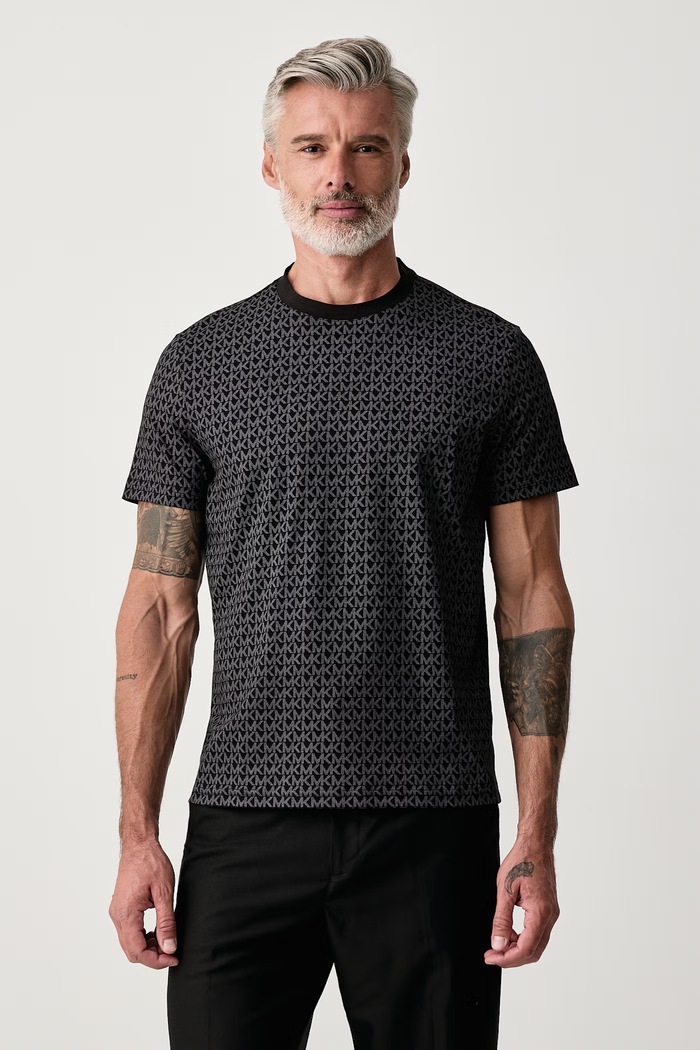 Michael Kors T-shirt męski bawełniany czarny CB9529A5KS